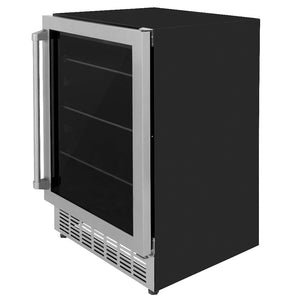 ZLINE Kitchen Package with Refrigerator, 36 in. Stainless Steel Gas Range, 36 in. Range Hood, Microwave Drawer, 24 in. Tall Tub Dishwasher and Beverage Fridge (6KPR-SGRRH36-MWDWV-RBV)