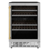 ZLINE Autograph Edition 24 in. Monument Dual Zone 44-Bottle Wine Cooler in Stainless Steel with Polished Gold Accents (RWVZ-UD-24-G)-Wine Refrigeration-RWVZ-UD-24-G ZLINE Kitchen and Bath