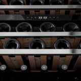 ZLINE Autograph Edition 24 in. Monument Dual Zone 44-Bottle Wine Cooler in Stainless Steel with Polished Gold Accents (RWVZ-UD-24-G)