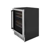 ZLINE Autograph Edition 24 in. Monument Dual Zone 44-Bottle Wine Cooler in Stainless Steel with Matte Black Accents (RWVZ-UD-24-MB)