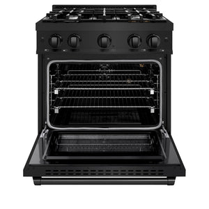 ZLINE 30 in. 4.2 cu. ft. Select Gas Range with 4 Burner Cooktop and Convection Gas Oven in Black Stainless Steel (HGRB-30)