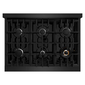 ZLINE 36 in. 5.2 cu. ft. Select Gas Range with 6 Burner Cooktop and Convection Gas Oven in Black Stainless Steel (HGRB-36)