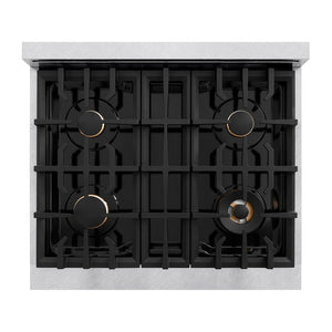 ZLINE Autograph Edition 30 in. 4.2 cu. ft. Select Dual Fuel Range with 4 Burner Gas Cooktop and Electric Convection Oven in DuraSnow® Stainless Steel with White Matte Door and Matte Black Accents (HDRSZ-WM-30-MB)