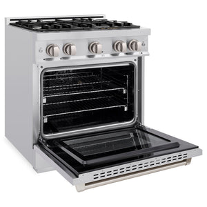 ZLINE 30 in. 4.2 cu. ft. Select Dual Fuel Range with 4 Burner Gas Cooktop and Electric Convection Oven in DuraSnow® Stainless Steel (HDRS-30)