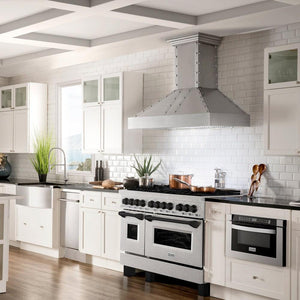 ZLINE Autograph Edition 48 in. 6.0 cu. ft. Legacy Dual Fuel Range with 7 Burner Gas Cooktop and 2 Electric Ovens in DuraSnow® Stainless Steel and Matte Black Accents (RASZ-SN-48-MB)