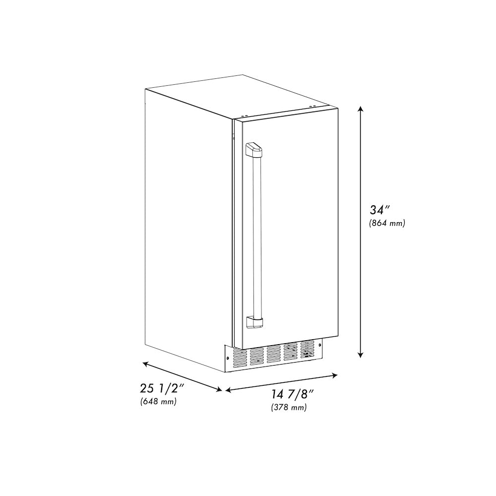 ZLINE 15 in. Touchstone Clear Cube Ice Maker with Drain Pump and Solid Stainless Steel Door (ICCD-ST-15)
