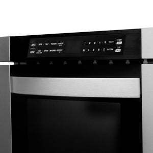 ZLINE Kitchen Package with Refrigeration, 48" Stainless Steel Dual Fuel Range, 48" Range Hood, Microwave Drawer, 24" Tall Tub Dishwasher and Beverage Fridge (6KPR-RARH48-MWDWV-RBV)