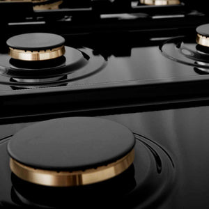 ZLINE Autograph Edition 36 in. Legacy Gas Rangetop with 6 Burners and Porcelain Cooktop in Stainless Steel with Champagne Bronze Accents (RTZ-36-CB)