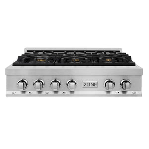 ZLINE 36 in. Legacy Gas Rangetop with 6 Brass Burners and Porcelain Cooktop in Stainless Steel (RT-BR-36)
