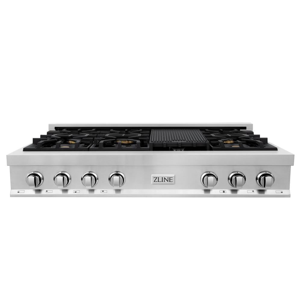 ZLINE 48 in. Legacy Gas Rangetop with 6 Brass Burners and Porcelain Cooktop in Stainless Steel (RT-BR-48)