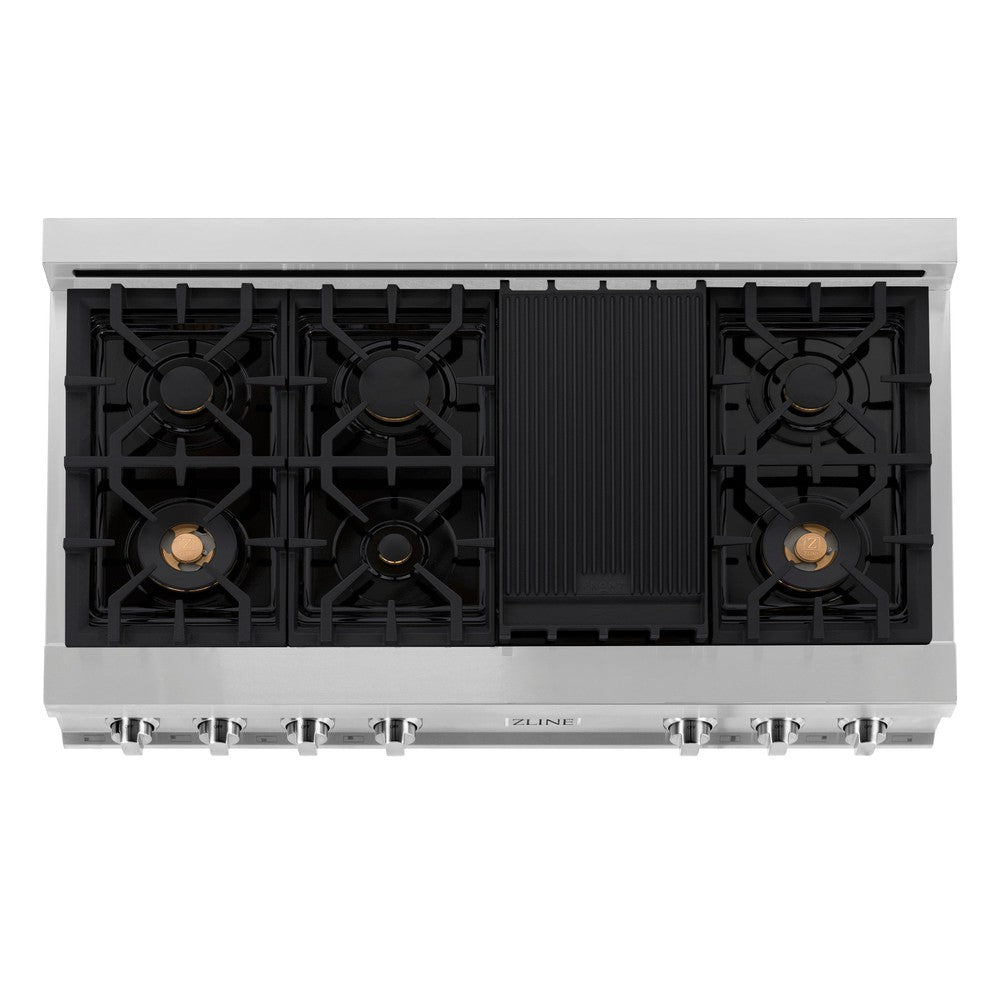 ZLINE 48 in. Legacy Gas Rangetop with 6 Brass Burners and Porcelain Cooktop in Stainless Steel (RT-BR-48)