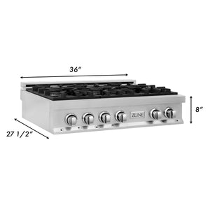 ZLINE Kitchen Package with 36 in. Stainless Steel Rangetop and 30 in. Double Wall Oven (2KP-RTAWD36)
