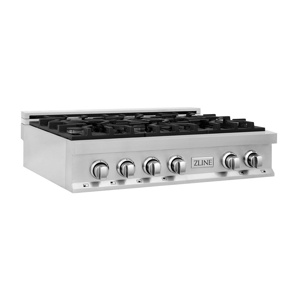 ZLINE 36 in. Stainless Steel Gas Rangetop front.