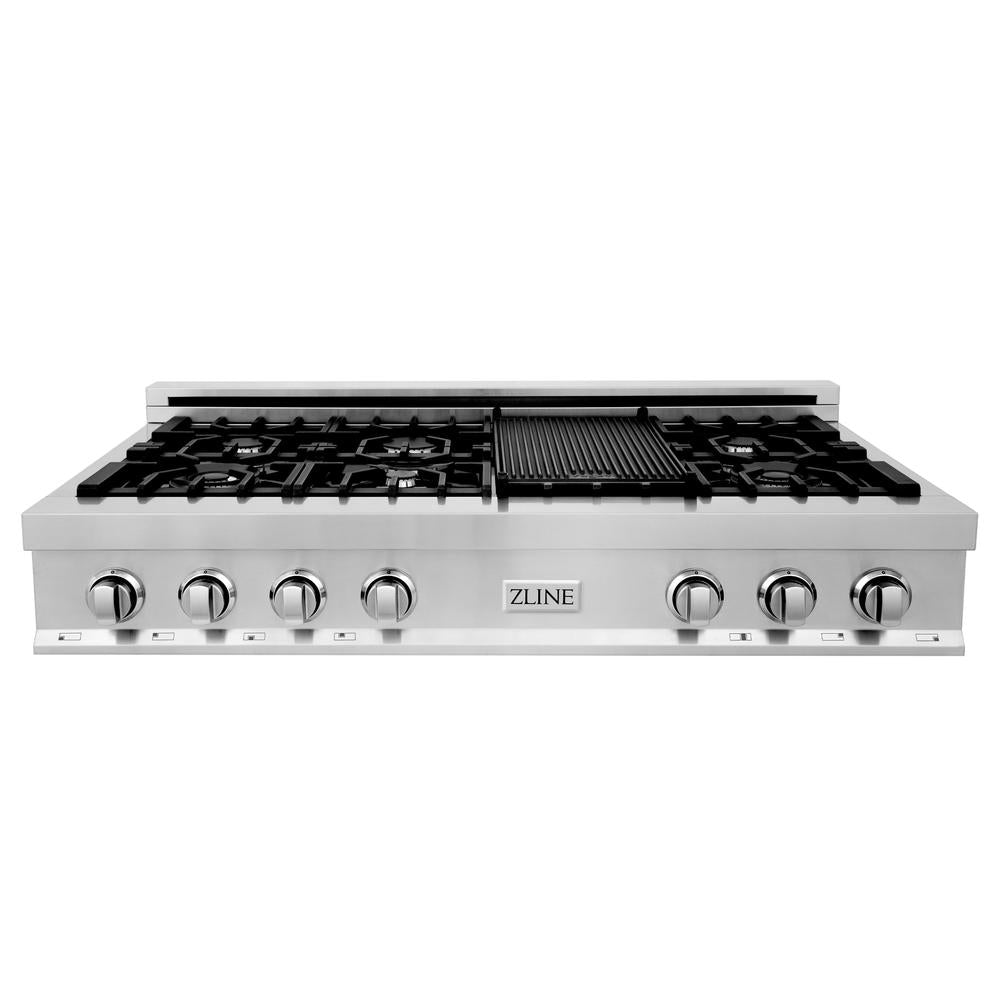 ZLINE Kitchen Package with 48 in. Stainless Steel Gas Rangetop and 30 in. Electric Wall Oven (2KP-RTAWS48)