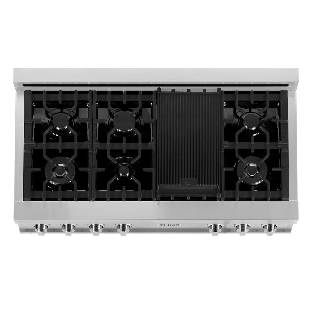 ZLINE Kitchen Package with 48 in. Stainless Steel Gas Rangetop and 30 in. Electric Wall Oven (2KP-RTAWS48)