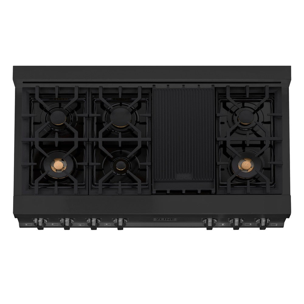 ZLINE 48 in. Legacy Gas Rangetop with 7 Burners and Porcelain Cooktop in Black Stainless Steel (RTB-48)
