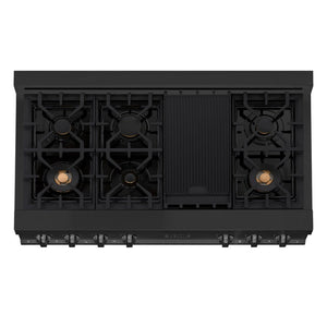 ZLINE 48 in. Legacy Gas Rangetop with 7 Burners and Porcelain Cooktop in Black Stainless Steel (RTB-48)