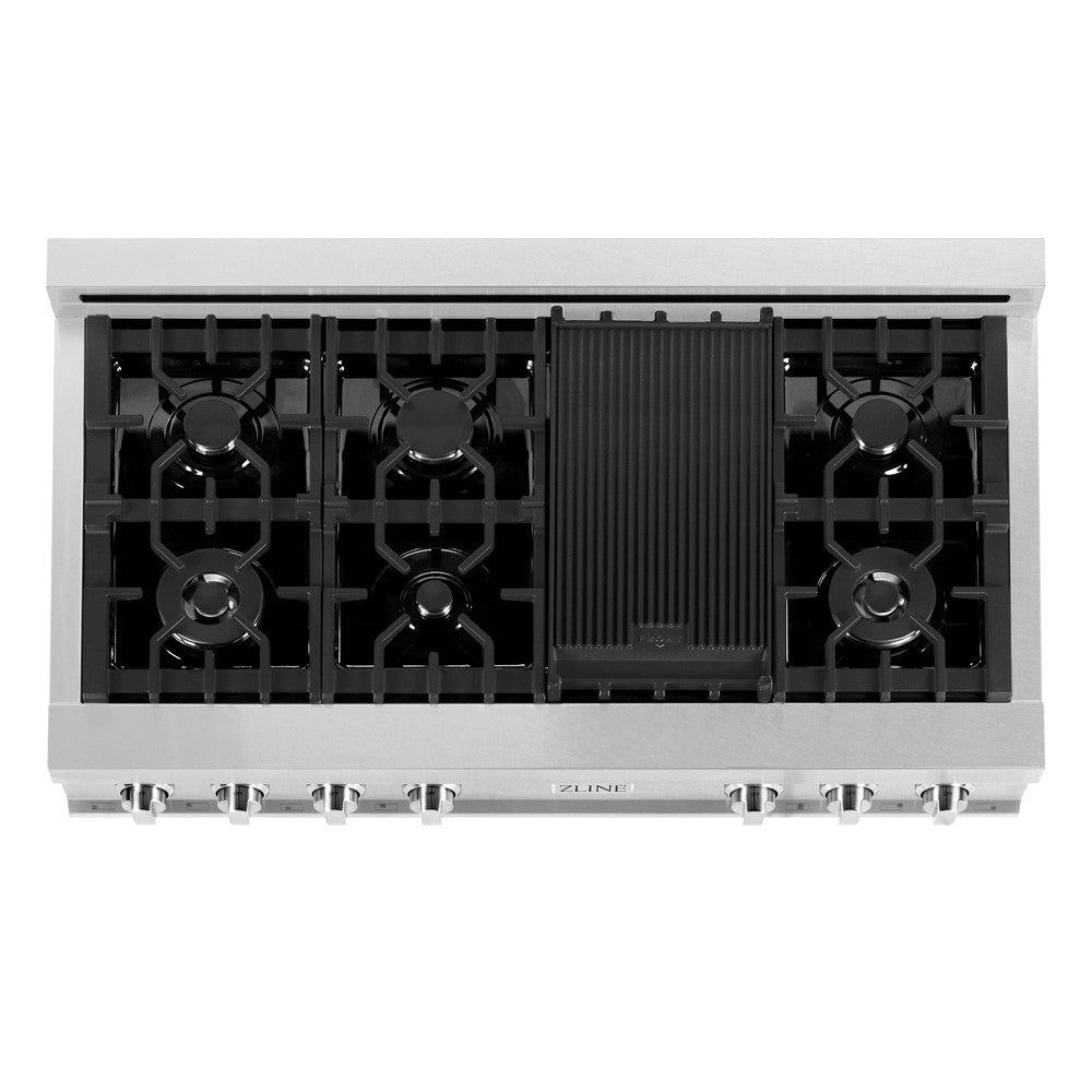 ZLINE 48 in. Legacy Gas Rangetop with 7 Burners and Porcelain Cooktop in DuraSnow® Stainless Steel (RTS-48)