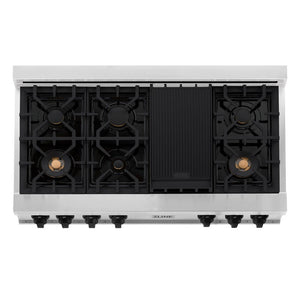 ZLINE Autograph Edition 48 in. Legacy Gas Rangetop with 7 Burners and Porcelain Cooktop in Stainless Steel with Matte Black Accents (RTZ-48-MB)