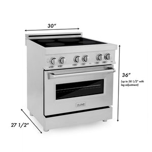 ZLINE 30 in. 4.0 cu. ft. Legacy Induction Range with 4 Element Cooktop and Electric Convection Oven in Stainless Steel (RAIND-30)