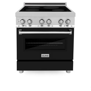 ZLINE 30 in. 4.0 cu. ft. Legacy Induction Range with 4 Element Cooktop and Electric Oven in Stainless Steel and Black Matte Door (RAIND-BLM-30)