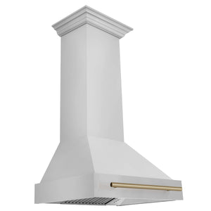 ZLINE Autograph Edition 30 in. Kitchen Package with Stainless Steel Dual Fuel Range and Range Hood with Champagne Bronze Accents (3AKP-RARHDWM30-CB)