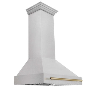 ZLINE Autograph Edition 36 in. Fingerprint Resistant Satin Stainless Steel Range Hood with Stainless Steel Shell and Colored Handle (8654SNZ-36) Champagne Bronze