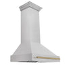 ZLINE Autograph Edition 36 in. Fingerprint Resistant Satin Stainless Steel Range Hood with Stainless Steel Shell and Colored Handle (8654SNZ-36) Champagne Bronze