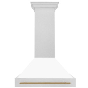 ZLINE Autograph Edition 36 in. Fingerprint Resistant Stainless Steel Range Hood with White Matte Shell and Handle (8654SNZ-WM36)