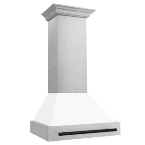 ZLINE Autograph Edition 30 in. Fingerprint Resistant Stainless Steel Range Hood with White Matte Shell and Handle (8654SNZ-WM30)