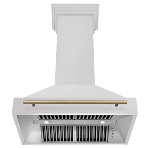 ZLINE Autograph Edition 36 in. Fingerprint Resistant Stainless Steel Range Hood with Stainless Steel Shell and Colored Handle (8654SNZ-36)