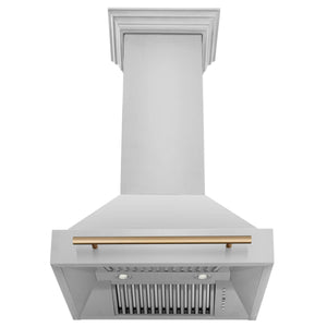 ZLINE Autograph Edition 30 in. Kitchen Package with Stainless Steel Dual Fuel Range, Range Hood, Dishwasher and Refrigerator with Champagne Bronze Accents (4KAPR-RARHDWM30-CB)