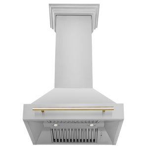 ZLINE Autograph Edition 30 in. Kitchen Package with Stainless Steel Dual Fuel Range, Range Hood, Dishwasher and Refrigerator with Polished Gold Accents (4KAPR-RARHDWM30-G)