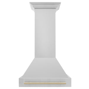 ZLINE Autograph Edition 30 in. Kitchen Package with Stainless Steel Dual Fuel Range, Range Hood, Dishwasher and Refrigerator with Polished Gold Accents (4KAPR-RARHDWM30-G)
