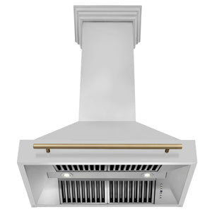 ZLINE Autograph Edition 36 in. Kitchen Package with Stainless Steel Dual Fuel Range, Range Hood, Dishwasher and Refrigerator with Champagne Bronze Accents (4KAPR-RARHDWM36-CB)