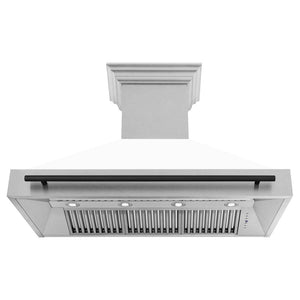 ZLINE Autograph Edition 48 in. Fingerprint Resistant Stainless Steel Range Hood with White Matte Shell and Accented Handle (8654SNZ-WM48)