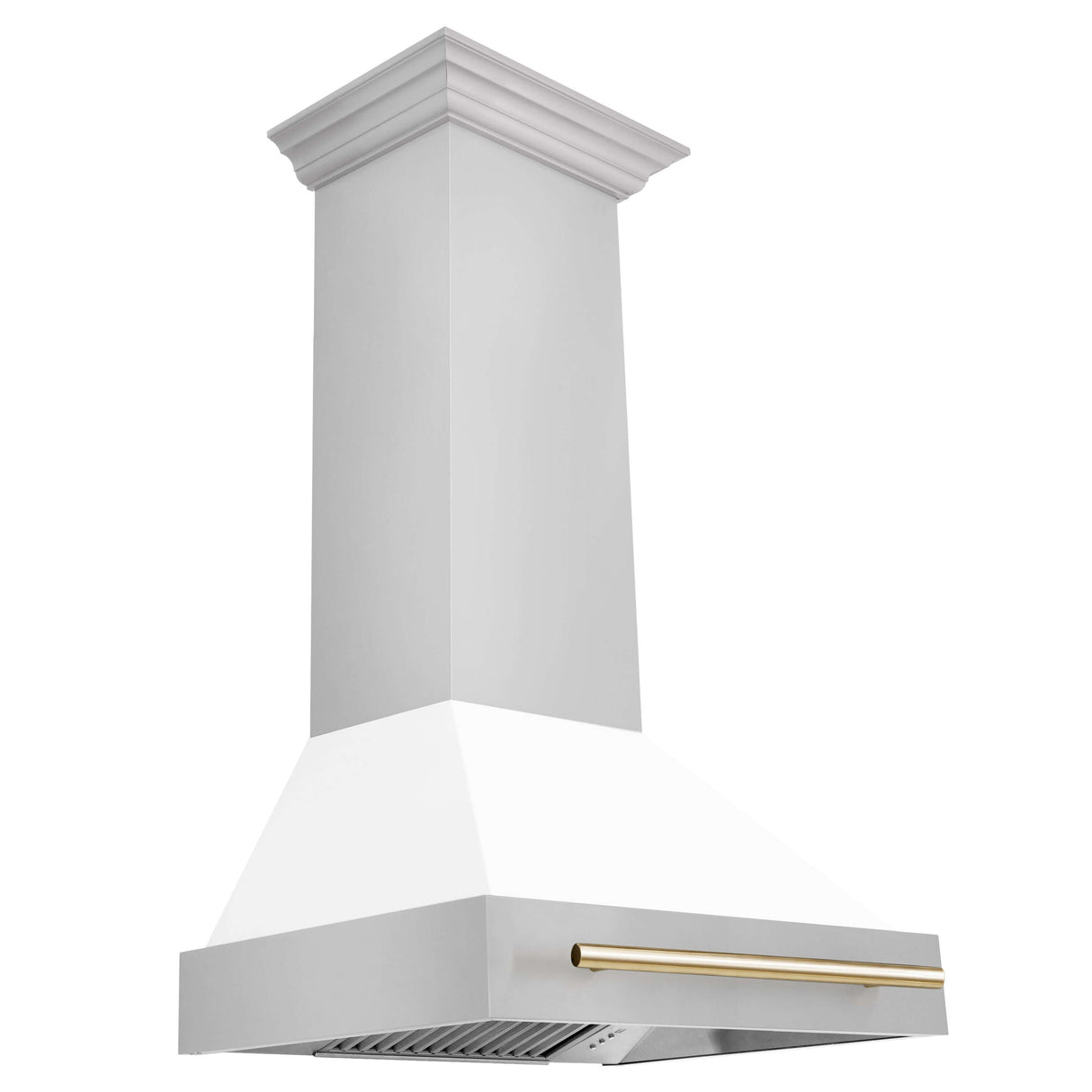 ZLINE Autograph Edition 30 in. Kitchen Package with Stainless Steel Dual Fuel Range with White Matte Door and Range Hood with Polished Gold Accents (2AKP-RAWMRH30-G)