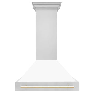 ZLINE Autograph Edition 36 in. Stainless Steel Range Hood with White Matte Shell and Handle (8654STZ-WM36)
