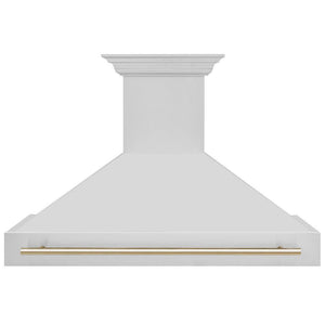 ZLINE Autograph Edition 48 in. Kitchen Package with Stainless Steel Dual Fuel Range, Range Hood, Dishwasher and Refrigerator Including External Water Dispenser with Polished Gold Accents (4AKPR-RARHDWM48-G)