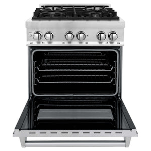 ZLINE 30 in. Kitchen Package Stainless Steel Dual Fuel Range and Over-the-Range Microwave with Traditional Handle (2KP-RAOTRH30)
