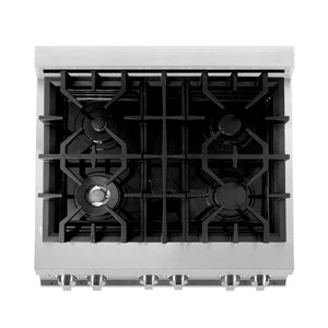 ZLINE 30 in. 4.0 cu. ft. Legacy Dual Fuel Range with 4 Burner Gas Cooktop and Electric Convection Oven in Stainless Steel and Red Matte Door (RA-RM-30)