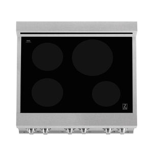 ZLINE 30 in. 4.0 cu. ft. Legacy Induction Range with 4 Element Cooktop and Electric Oven in DuraSnow® Stainless Steel and Black Matte Door (RAINDS-BLM-30)