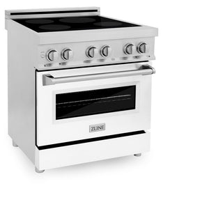 ZLINE 30 in. 4.0 cu. ft. Legacy Induction Range with 4 Element Cooktop and Electric Oven in Stainless Steel and White Matte Door (RAIND-WM-30)