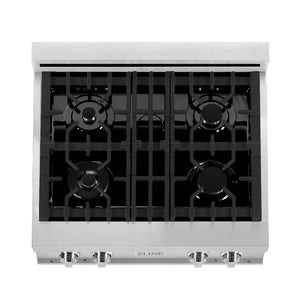 ZLINE Kitchen Package with Refrigerator, 30 in. Stainless Steel Rangetop, 30 in. Range Hood, 30 in. Single Wall Oven and 24 in. Tall Tub Dishwasher (5KPR-RTRH30-AWSDWV)