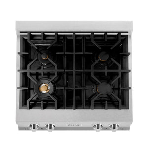 ZLINE 30 in. Porcelain Rangetop in DuraSnow® Stainless Steel with 4 Gas Brass Burners (RTS-BR-30)