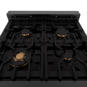 ZLINE 24 in. 2.8 cu. ft. Legacy Dual Fuel Range with Gas Cooktop and Electric Convection Oven in Black Stainless Steel with 4 Brass Burners (RAB-BR-24)