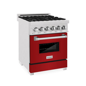 ZLINE 24 in. 2.8 cu. ft. Legacy Dual Fuel Range with 4 Burner Gas Cooktop and Electric Convection Oven in Stainless Steel (RA24)