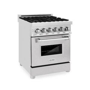 ZLINE 24 in. 2.8 cu. ft. Legacy Dual Fuel Range with 4 Burner Gas Cooktop and Electric Convection Oven in Stainless Steel (RA24)