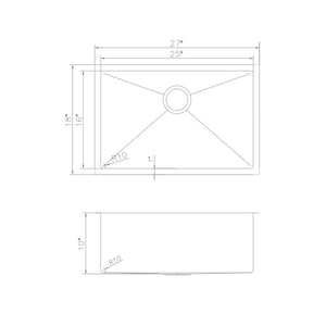 ZLINE 27 in. Meribel Undermount Single Bowl Kitchen Sink with Bottom Grid (SRS-27)