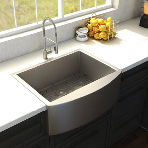 ZLINE 30 in. Zermatt Farmhouse Apron Mount Single Bowl Kitchen Sink with Bottom Grid (SAS-30)